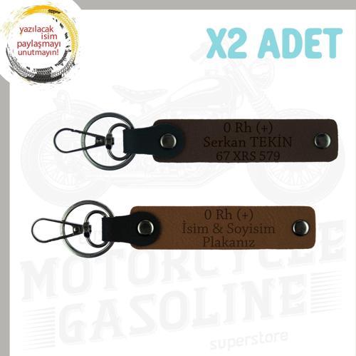 A. Kahve-K. Kahve, Motor Severe, İsim Plaka ve 0 (+) Kan Grubu Yazılı Anlamlı Hediye 2'li Anahtarlık
