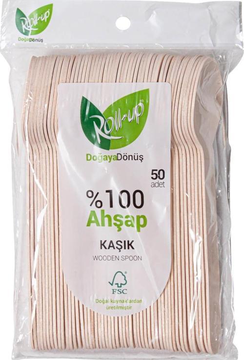 Doğaya Dönüş Ekolojik Doğal %100 Ahşap Kaşık - Kalınlık : 1.8 mm - 16 Cm. - 50'li Paket