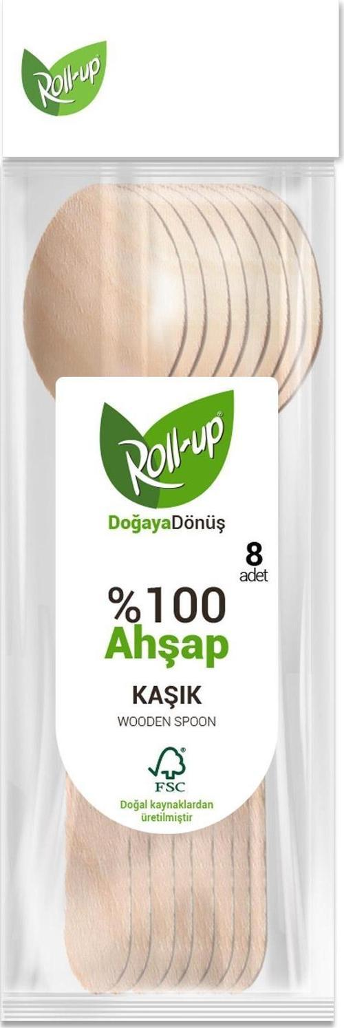 Doğaya Dönüş Ekolojik Doğal %100 Ahşap Kaşık - Kalınlık : 1.8 mm - 16 Cm. - 8'li Paket