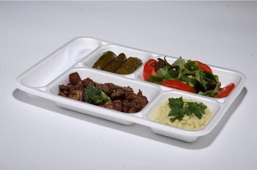 Tek Kullanımlık Köpük 5 Bölmeli Tabldot Köpük Tabak - 26.5x35 Cm. - 10 Adetlik 1 Paket