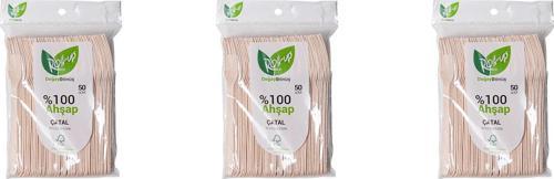 Doğaya Dönüş Ekolojik Doğal Doğa Dostu %100 Ahşap Çatal - 16 Cm. - 50'li 3 Paket