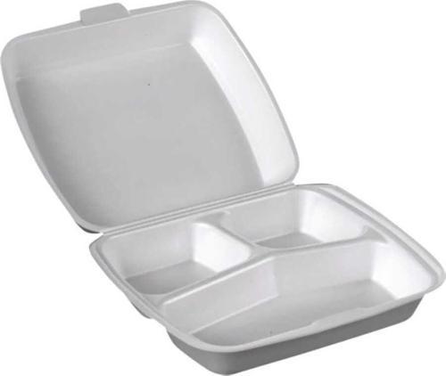 23/A Tek Kullanımlık Köpük 3 Bölmeli Kapaklı Kase Kutu - 20x24 Cm. - 10 Adetlik 1 Paket