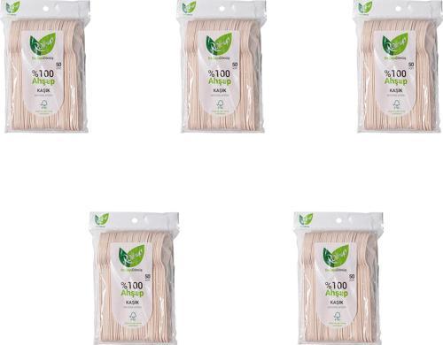 Doğaya Dönüş Ekolojik Doğal %100 Ahşap Kaşık - Kalınlık : 1.8 mm - 16 Cm. - 50'li 5 Paket
