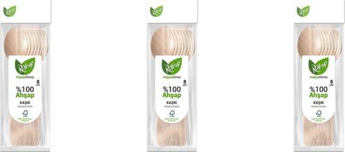 Doğaya Dönüş Ekolojik Doğal %100 Ahşap Kaşık - Kalınlık : 1.8 mm - 16 Cm. - 8'li 3 Paket