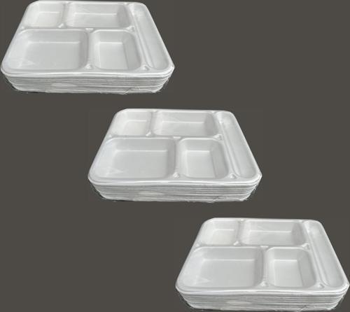 Tek Kullanımlık Köpük 5 Bölmeli Tabldot Köpük Tabak - 26.5x35 Cm. - 10 Adetlik 3 Paket