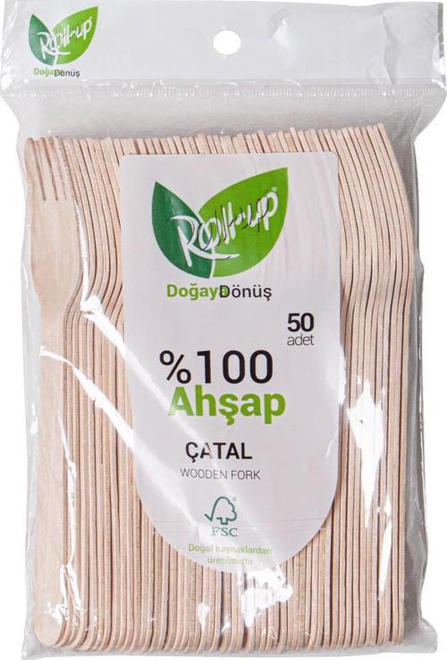 Doğaya Dönüş Ekolojik Doğal Doğa Dostu %100 Ahşap Çatal - 16 Cm. - 50'li Paket