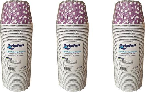 Muffin Kağıt Karton Mor Puantiyeli Cupcake Kek Kalıbı Kapsülü Kabı - 50 Adetlik 3 Paket