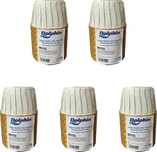Muffin Kağıt Karton Altın Beyaz Cupcake Kek Kalıbı Kapsülü Kabı - 25 Adetlik 5 Paket
