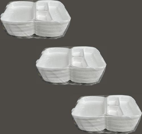 23/A Tek Kullanımlık Köpük 3 Bölmeli Kapaklı Kase Kutu - 20x24 Cm. - 20 Adetlik 3 Paket