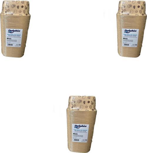 Muffin Kare Kağıt Kraft Desenli Sarı Kek Kalıbı Kapsülü Kabı - 50 Adetlik 3 Paket