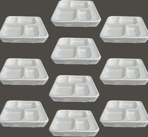 Tek Kullanımlık Köpük 5 Bölmeli Tabldot Köpük Tabak - 26.5x35 Cm. - 10 Adetlik 10 Paket