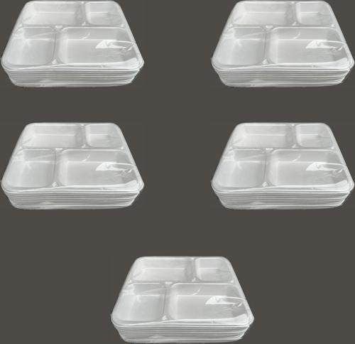 Tek Kullanımlık Köpük 4 Bölmeli Tabldot Köpük Tabak - 26.5x30 Cm. - 10 Adetlik 5 Paket