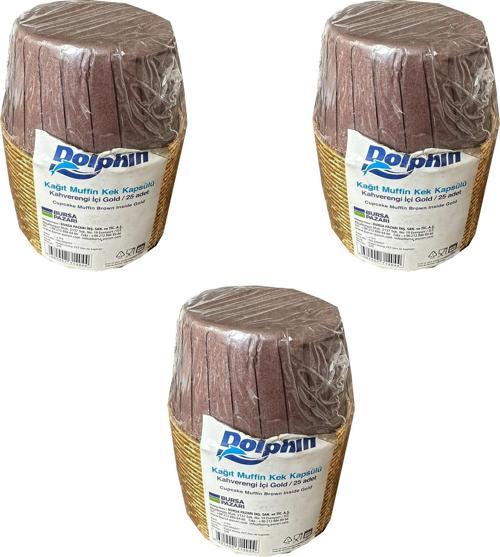 Muffin Kağıt Karton Kahve Altın Cupcake Kek Kalıbı Kapsülü Kabı - 25 Adetlik 3 Paket