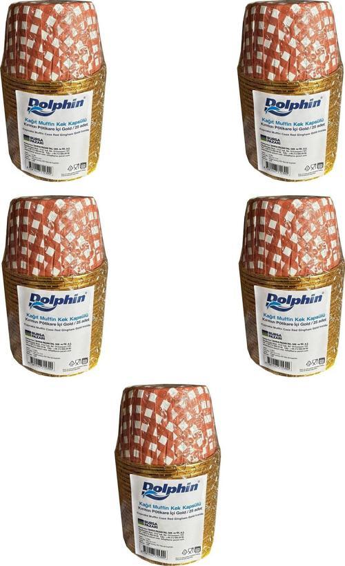 Muffin Kağıt Karton Altın Kırmızı Cupcake Kek Kalıbı Kapsülü Kabı - 25 Adetlik 5 Paket