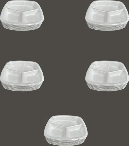 Tek Kullanımlık Köpük 3 Bölmeli Tabldot Köpük Tabak - 23.5x25 Cm. - 10 Adetlik 5 Paket