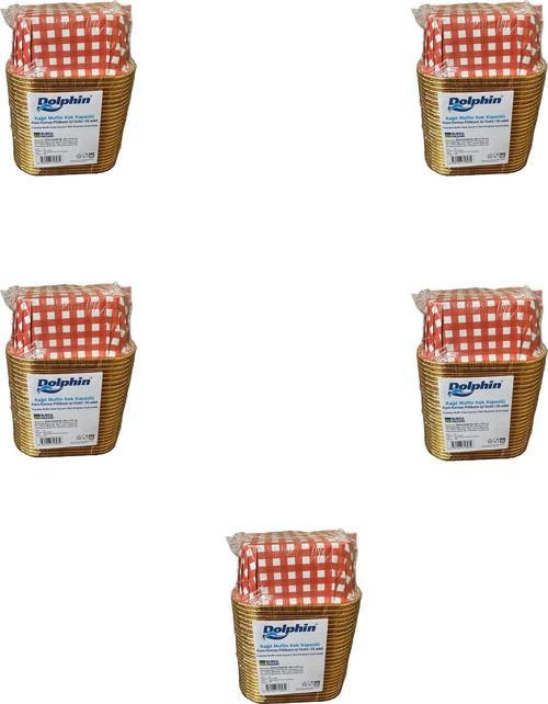 Muffin Kare Kağıt Kırmızı Puantiyeli Altın Kek Kalıbı Kapsülü Kabı - 25 Adetlik 5 Paket