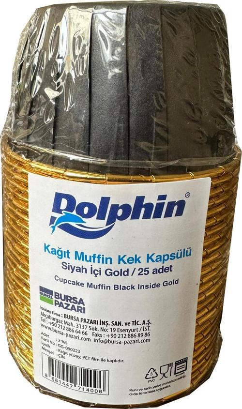 Muffin Kağıt Karton Altın Siyah Cupcake Kek Kalıbı Kapsülü Kabı - 25 Adetlik 1 Paket