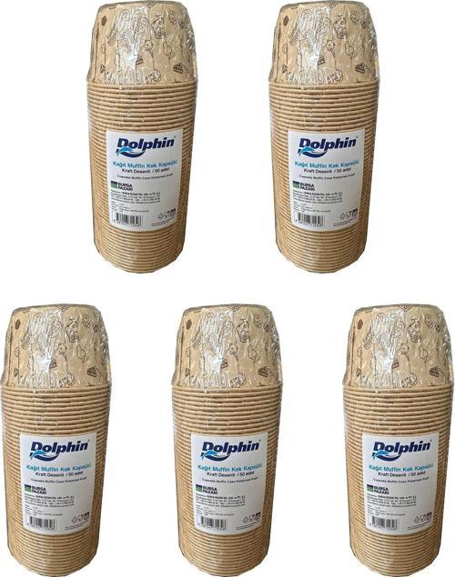 Muffin Kağıt Karton Desenli Cupcake Kek Kalıbı Kapsülü Kabı - 50 Adetlik 5 Paket