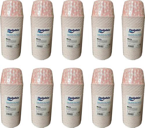 Muffin Kağıt Karton Pembe Puantiyeli Cupcake Kek Kalıbı Kapsülü Kabı - 50 Adetlik 10 Paket