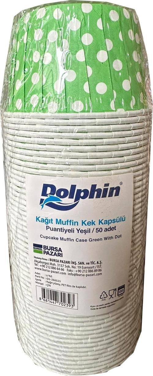 Muffin Kağıt Karton Yeşil Puantiyeli Cupcake Kek Kalıbı Kapsülü Kabı - 50 Adetlik 1 Paket