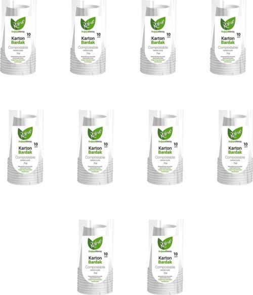 Doğaya Dönüş Ekolojik Doğal Kağıt Karton Bardak - 7Oz - 10'lu 10 Paket