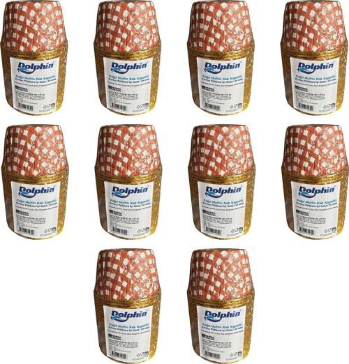 Muffin Kağıt Karton Altın Kırmızı Cupcake Kek Kalıbı Kapsülü Kabı - 25 Adetlik 10 Paket