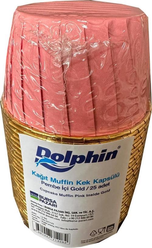 Muffin Kağıt Karton Altın Pembe Desenli Cupcake Kek Kalıbı Kapsülü Kabı - 25 Adetlik 1 Paket