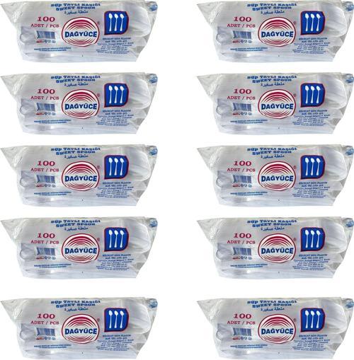 Plastik Şeffaf Sup Kaşık - Tatlı Kaşığı - 100 Adetlik 10 Paket - 1000 Adet