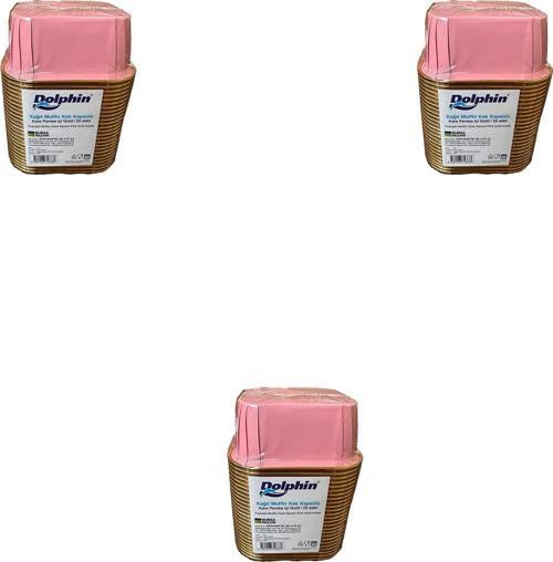 Muffin Kare Kağıt Pembe Altın Cupcake Kek Kalıbı Kapsülü Kabı - 25 Adetlik 3 Paket