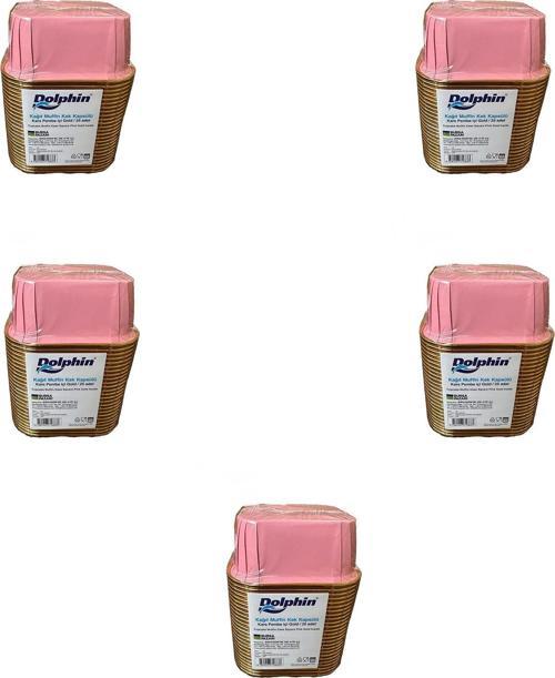 Muffin Kare Kağıt Pembe Altın Cupcake Kek Kalıbı Kapsülü Kabı - 25 Adetlik 5 Paket