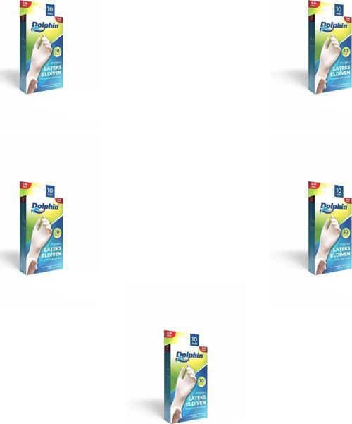 Tek Kullanımlık Lateks Beyaz Pudralı Muayene Eldiveni - Medium - Orta Boy - 10'lu 5 Paket