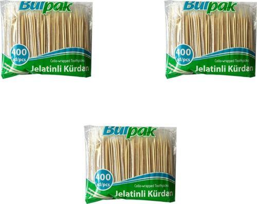 Jelatinli / Poşetli Ahşap Kürdan - 400 Adetlik 3 Paket