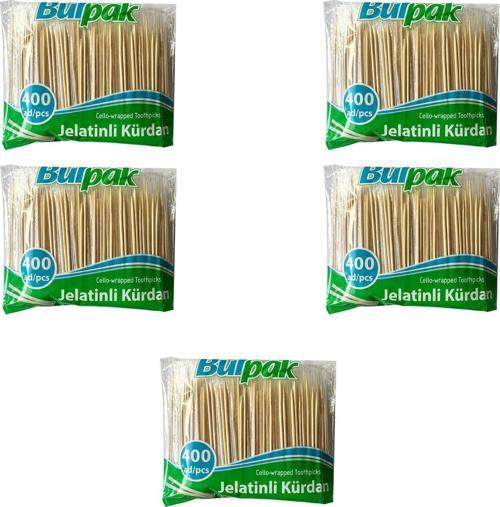 Jelatinli / Poşetli Ahşap Kürdan - 400 Adetlik 5 Paket