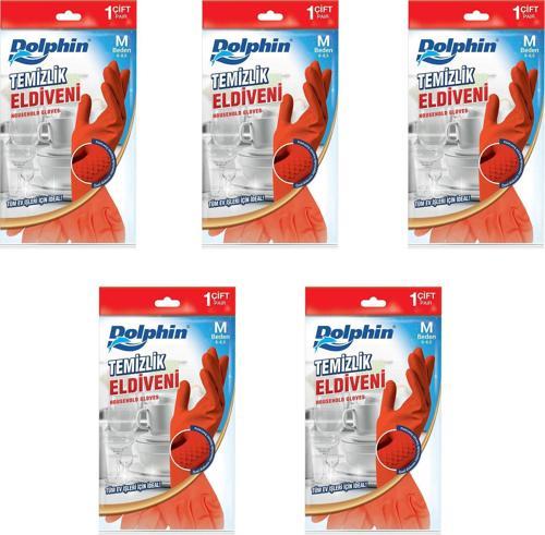 Lateks Bulaşık Temizlik Eldiveni - Kırmızı - Orta Boy ( Medium ) - 8-8,5 - 5 Paket