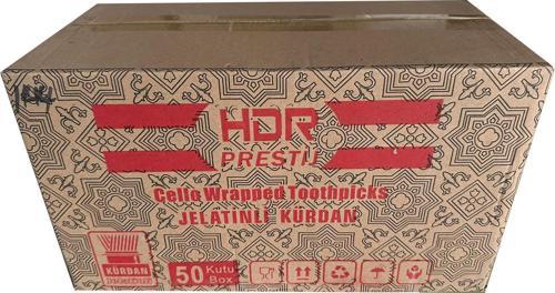 Jelatinli Kutulu Poşetli Ahşap Kürdan - Standart Boy - 400 Adetlik 50 Paket - Koli