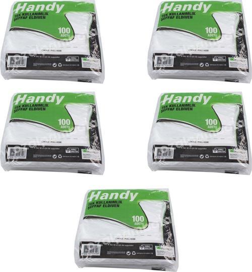 HDPE İş Temizlik Tek Kullanımlık Şeffaf Eldiven / Büyük Boy / 100 Adetlik 5 Paket - Koli