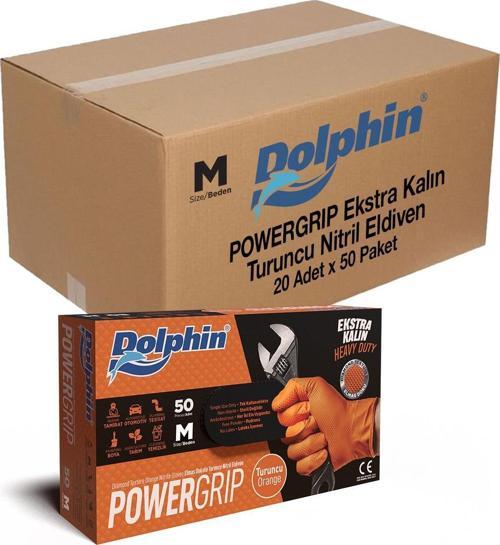 Nitril PowerGrip Ekstra Kalın Elmas Dokulu Eldiven Turuncu Meidum Orta Boy - 50'li 20 Paket