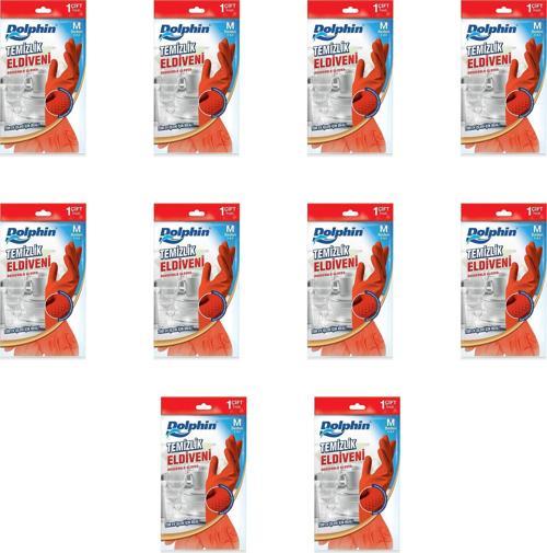 Lateks Bulaşık Temizlik Eldiveni - Kırmızı - Orta Boy ( Medium ) - 8-8,5 - 10 Paket