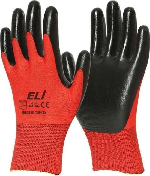 Nitril İş Güvenlik Eldiveni - Kırmızı - 10/XL - 1 Çift - Paket