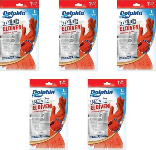 Lateks Bulaşık Temizlik Eldiveni - Kırmızı - Large ( Büyük ) - 9-9,5 - 5 Paket