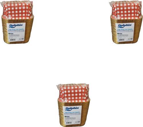 Muffin Kare Kağıt Kırmızı Puantiyeli Altın Kek Kalıbı Kapsülü Kabı - 25 Adetlik 3 Paket