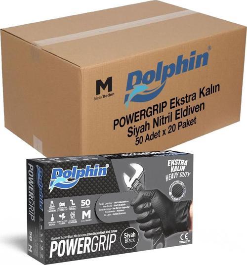 Nitril PowerGrip Ekstra Kalın Elmas Dokulu Eldiven Siyah Meidum Orta Boy - 50'li 20 Paket