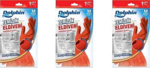 Lateks Bulaşık Temizlik Eldiveni - Kırmızı - Orta Boy ( Medium ) - 8-8,5 - 3 Paket