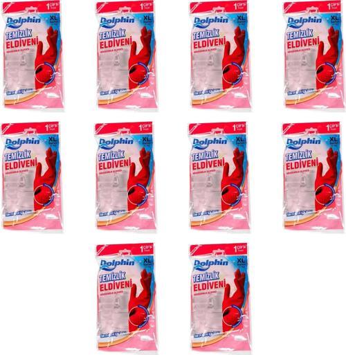 Lateks Bulaşık Temizlik Eldiveni - Kırmızı - XL - No : 10 - 10 Çift - Paket