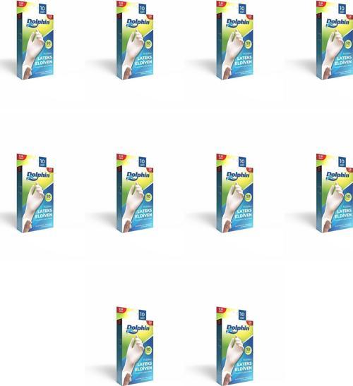 Tek Kullanımlık Lateks Beyaz Pudralı Muayene Eldiveni - Medium - Orta Boy - 10'lu 10 Paket