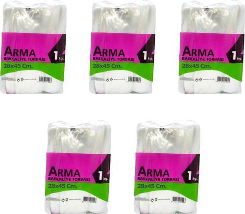 Naksan Arma Şeffaf Naylon 4 lük 28x45 Cm. Bakkaliye Poşeti Torbası - 1 Kg. - Ort. 115 Adet - 5 Paket 
