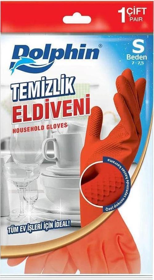 Lateks Bulaşık Temizlik Eldiveni - Kırmızı - Small Boy ( Küçük ) - 7-7,5 - 1 Çift - Paket