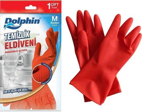 Lateks Bulaşık Temizlik Eldiveni - Kırmızı - Orta Boy ( Medium ) - 8-8,5 - 1 Çift - Paket