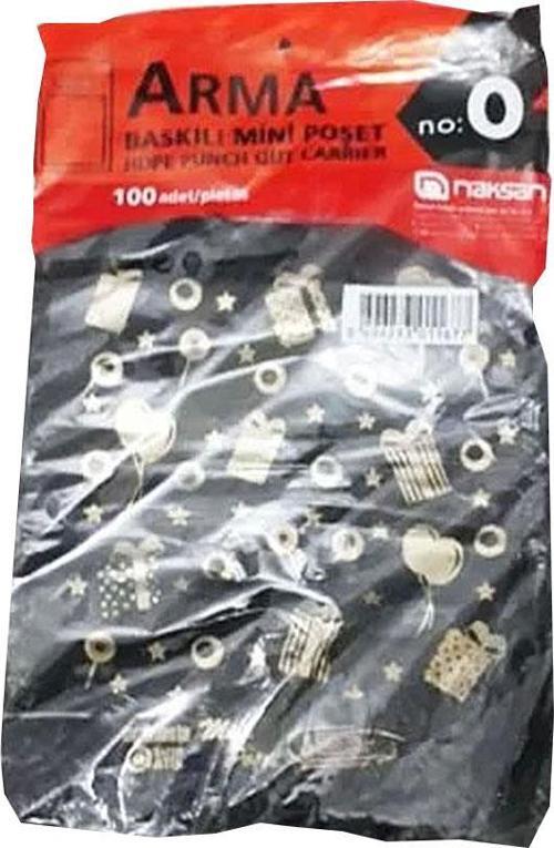 Baskılı Mini Blok Poşet Torba - No : 0 - 20x30 Cm. - Siyah - 100 Adetlik 1 Paket