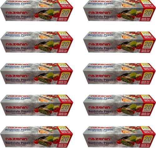 Düz Kilitsiz Şeffaf Büyük Boy Buzdolabı Yemek Gıda Poşeti Torbası- 30x45 Cm. - 20'li 10 Paket